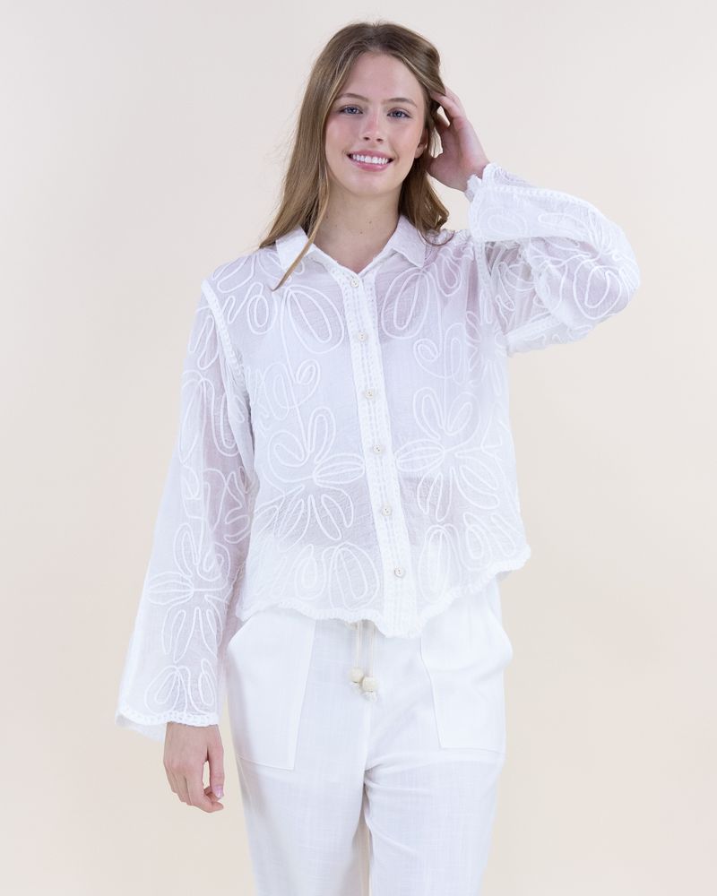038- Very Moda Scalloped Hem Sheer Shirt