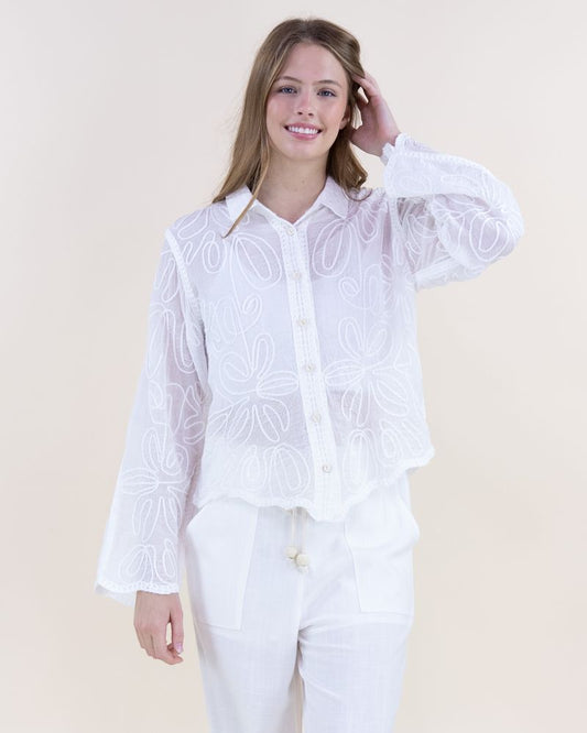 038- Very Moda Scalloped Hem Sheer Shirt