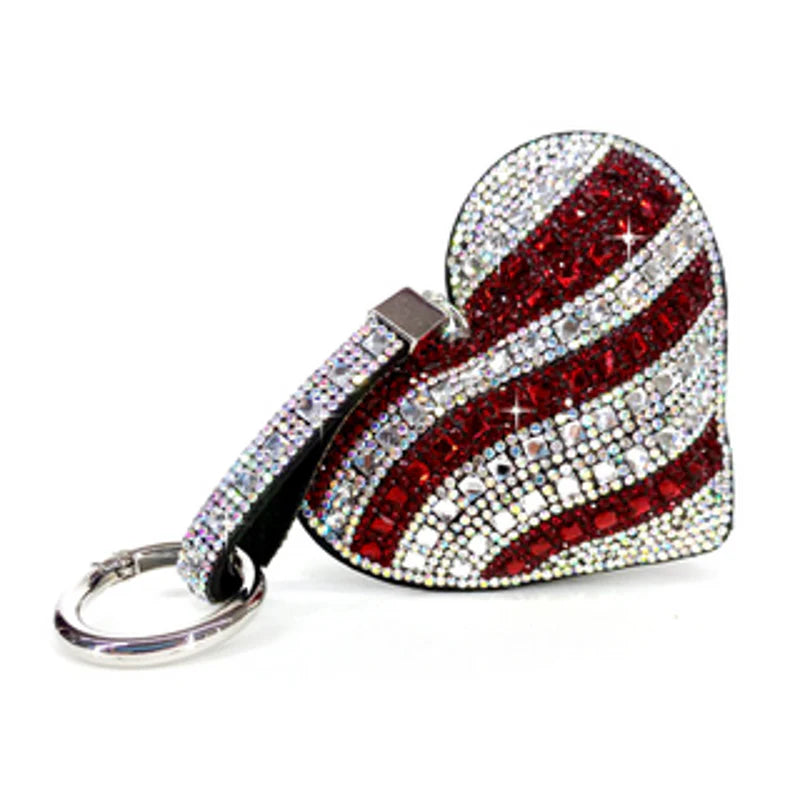 047- Jacqueline Kent Red Stripe Heart Keychain