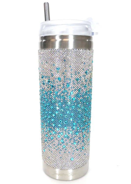 047- Jacqueline Kent Turquoise Wave Crystal Tumbler