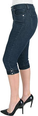 071- Impulse Indigo Denim Button Cuff Detail Capri