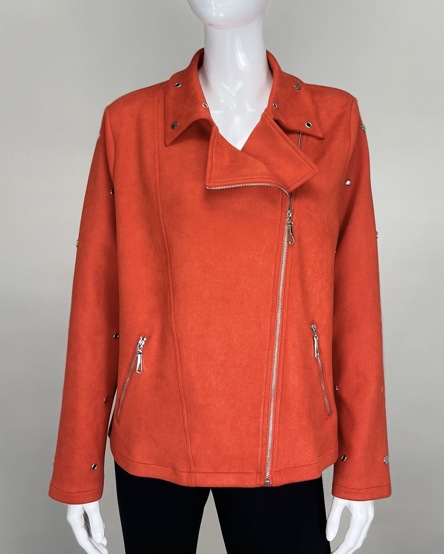 090- Radzoli Faux Suede Red Detail Jacket