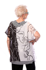 090- Radzoli Layered Black and White Face Top