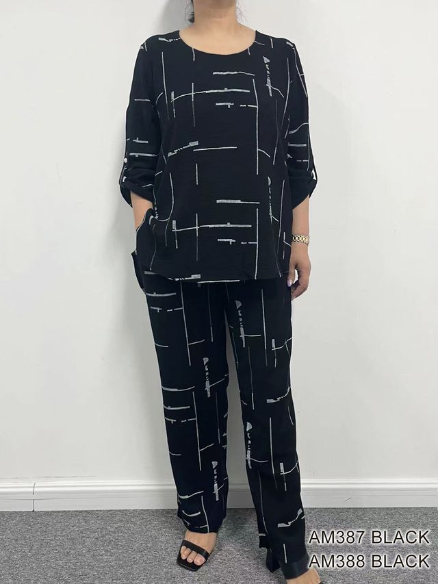 007- Creation Black with White Pant Set
