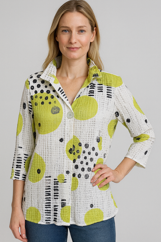 025- ET Lois Lime Dots Collar Jacket