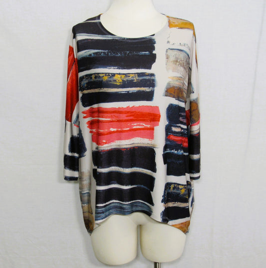 037- Vecceli Black, Red and Grey Shark Bite Top