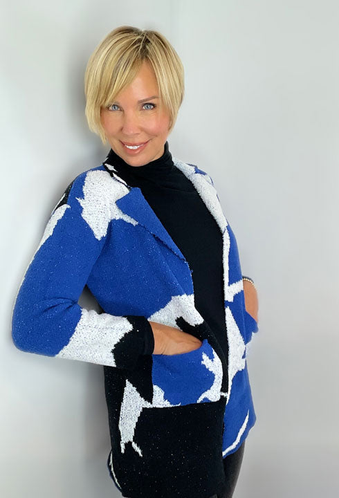 011- Ethyl Royal Blue with White Pocketed Coat
