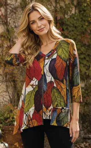 025- ET Lois Multi Color Leaves 1 Pocket Top