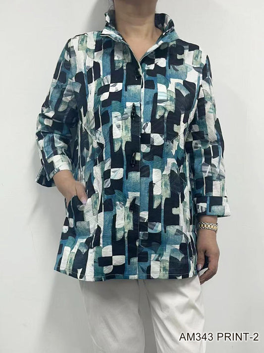 007- Creation Teal and Black Wire Collar Jacket