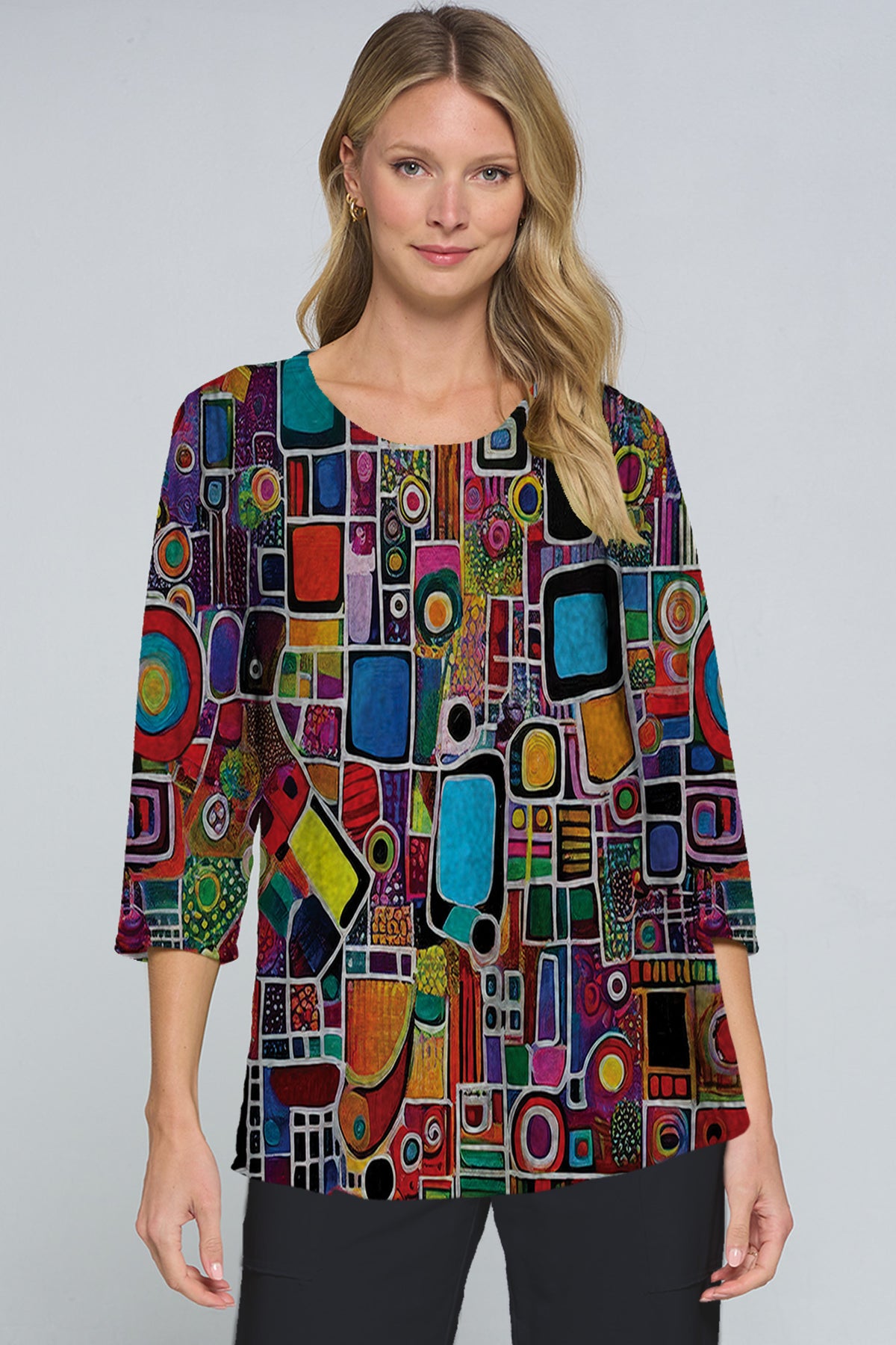 025- ET Lois Multi Color Square and Circle Top