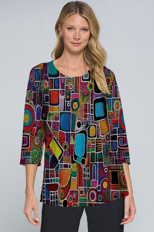 025- ET Lois Multi Color Square and Circle Top