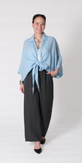 063- Bella Amore Linen TIe Top - Light Blue