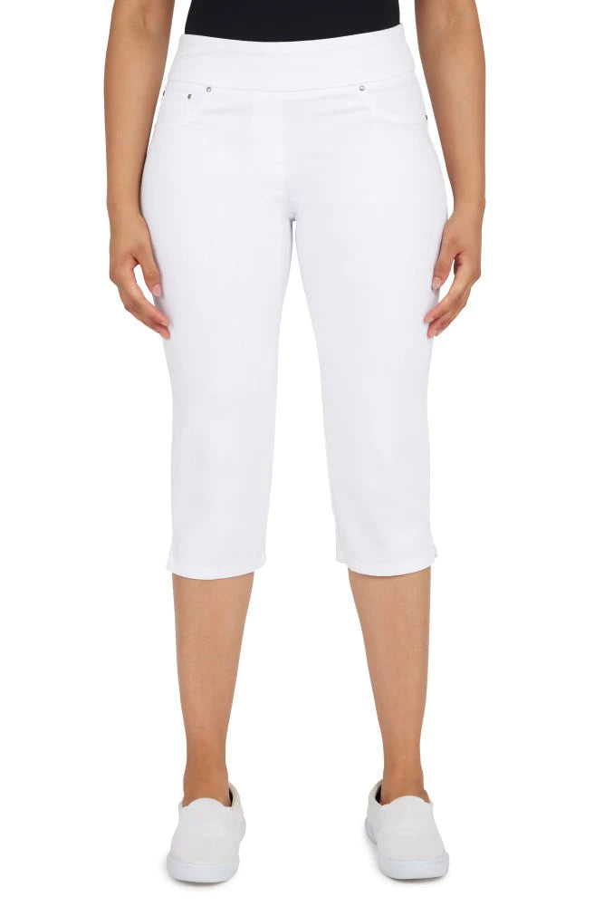 036- Ruby Road White Denim Pull on Capri