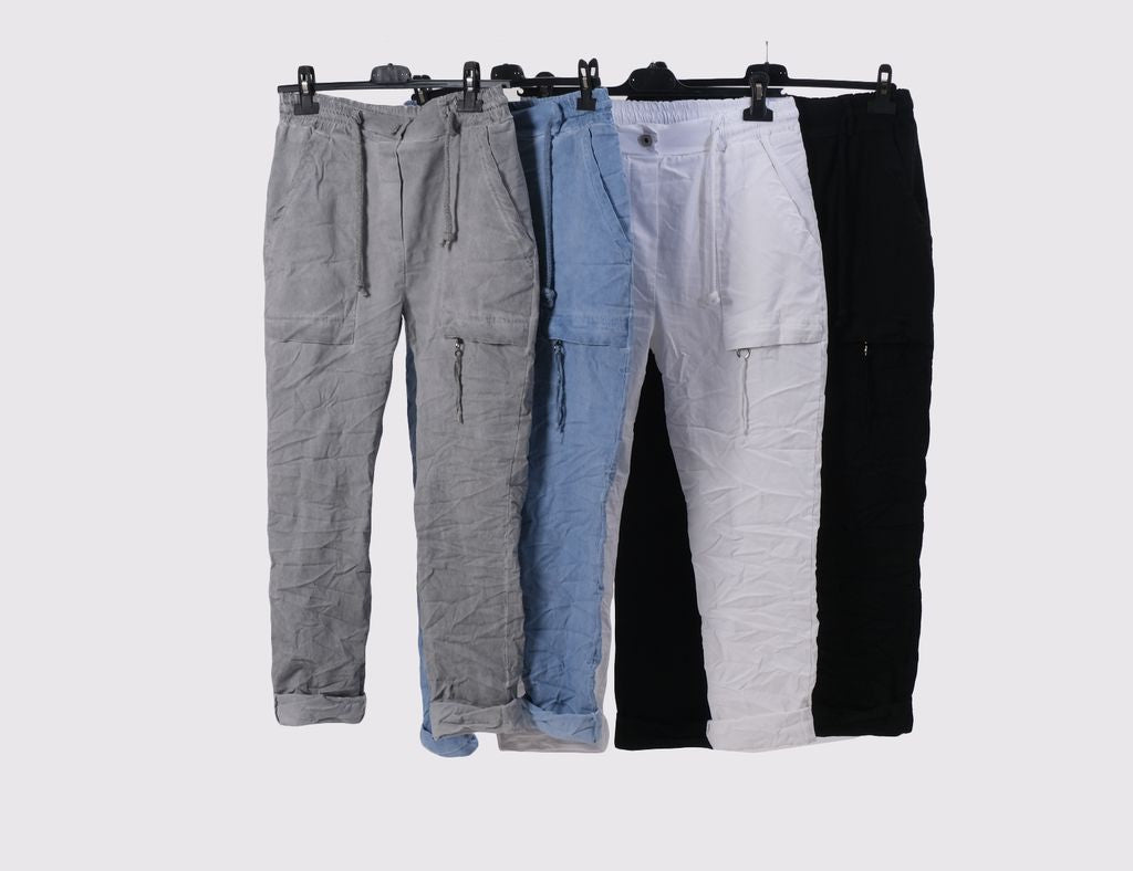 063- Bella Amore Stretch Crinkle Pant - Blue