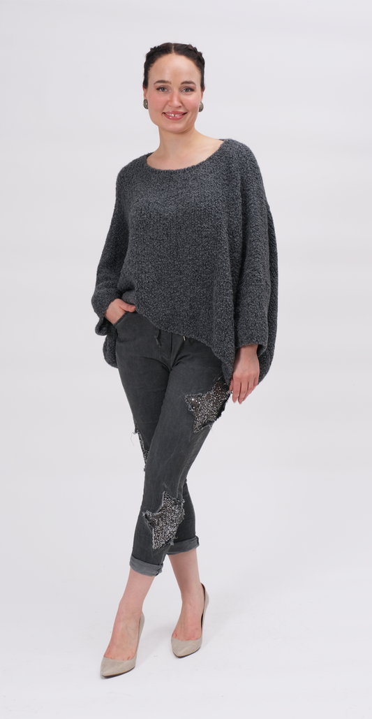 063- Bella Amore Oversize Dolman Sleeve Sweater - Black
