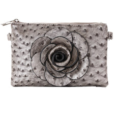 22 Tote Flower Rosette Ostrich Purse