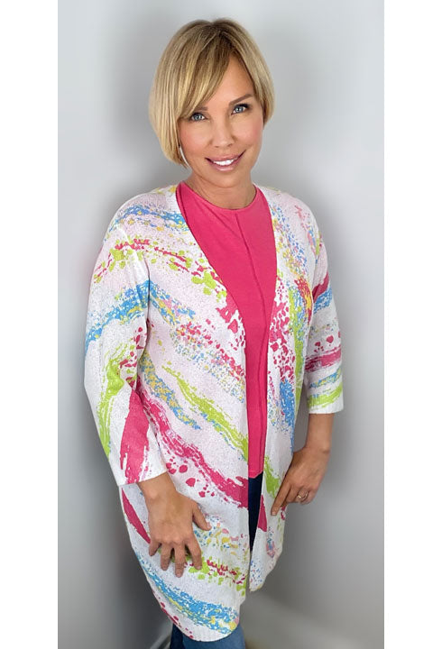 011- Ethyl White and Bright Sweater Coat