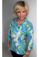 011- Ethyl Turquoise with Aqua and Lime ruffle  