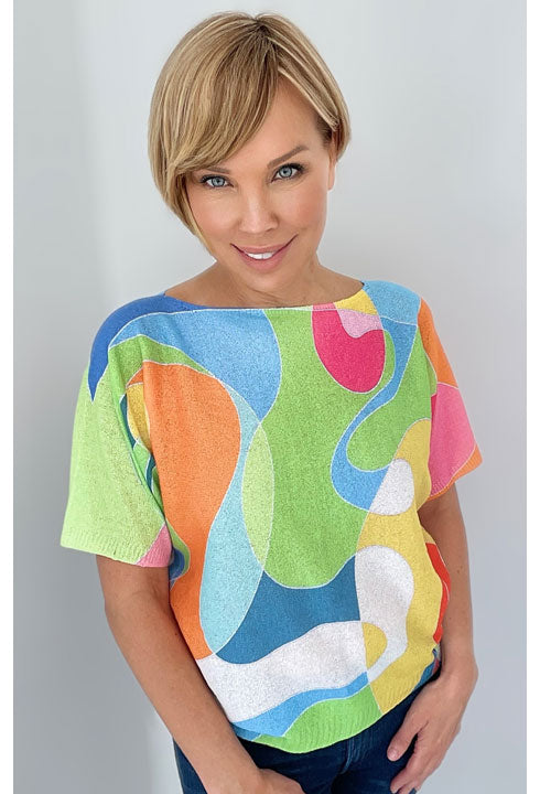 011- Ethyl Bright Multi Color Lightweight Sweater
