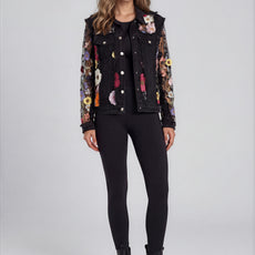 060- Adore Black Denim and Mesh Flower Jacket