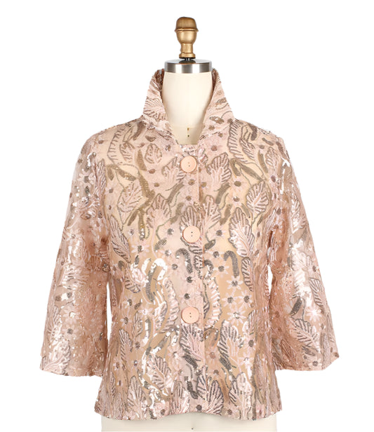 017- Damee Sequined Embroidery Rose Gold Short Jacket