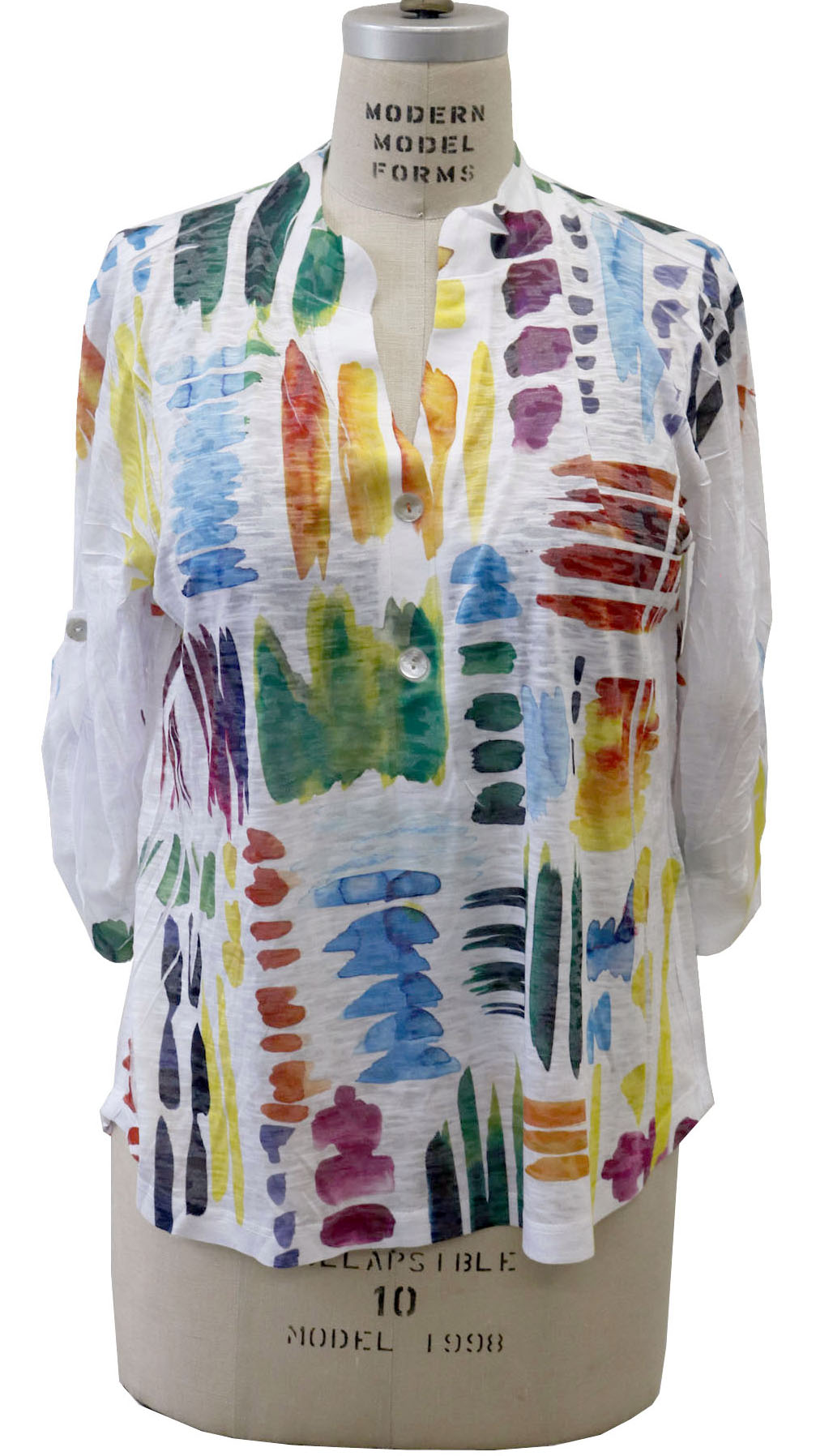071- Impulse White with Bright Watercolor Strokes Top
