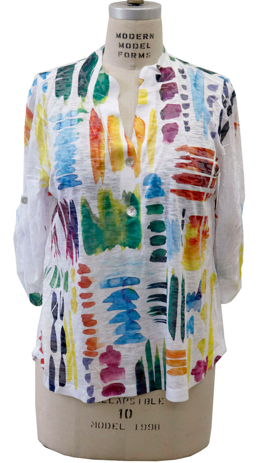071- Impulse White with Bright Watercolor Strokes Top