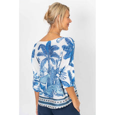075- Look Mode Blue Animals Palm Sweater