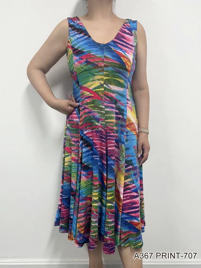007- Creation Multi Color Stripe Tiger Sleeveless Dress