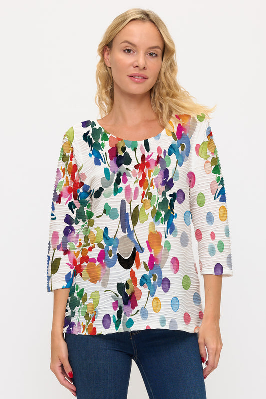 025- ET Lois White with Bright Flower Top