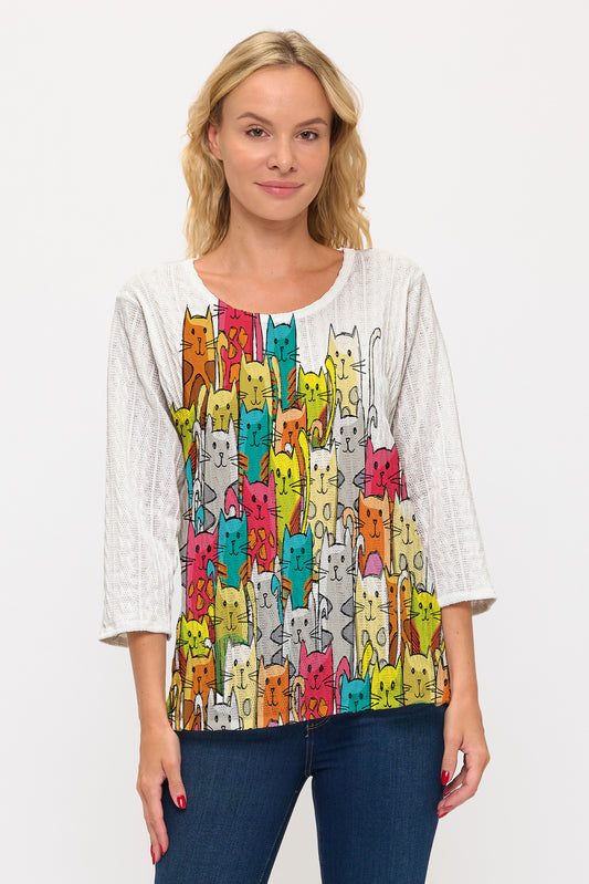 025- ET Lois Multicolor Cats Top