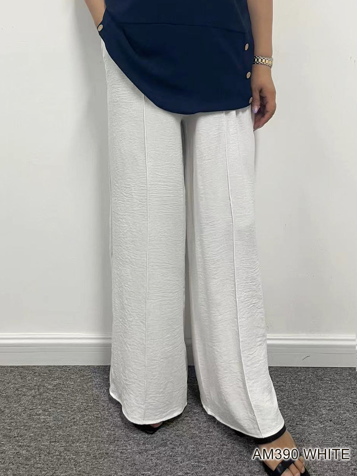 007- Creations Long Drawstring Pants- White