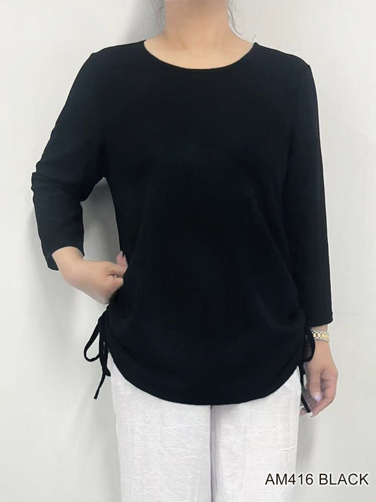 007- Creations Side Ties Top- Black