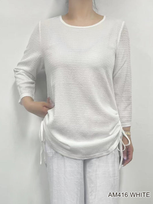 007- Creations Side Ties Top- White