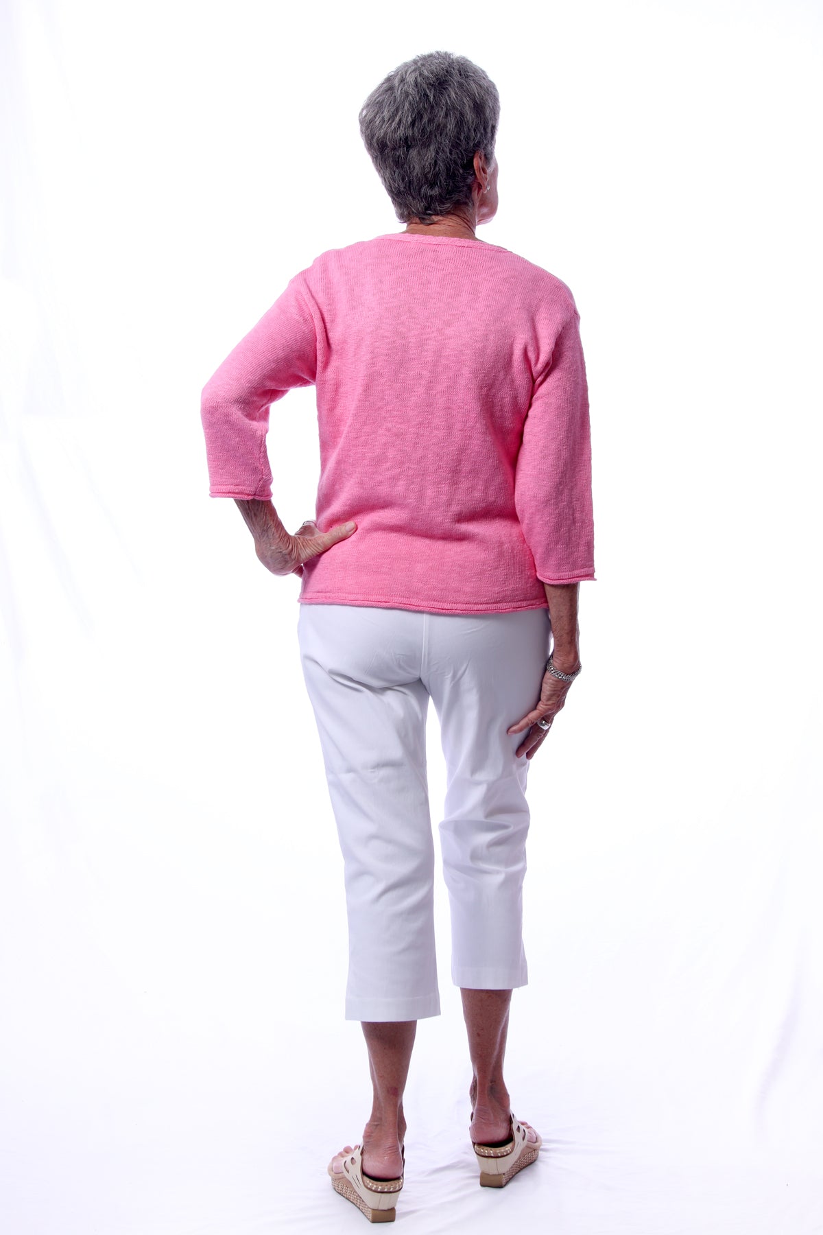 001- LuLu B Diagonal Button Sweater - Bright Pink