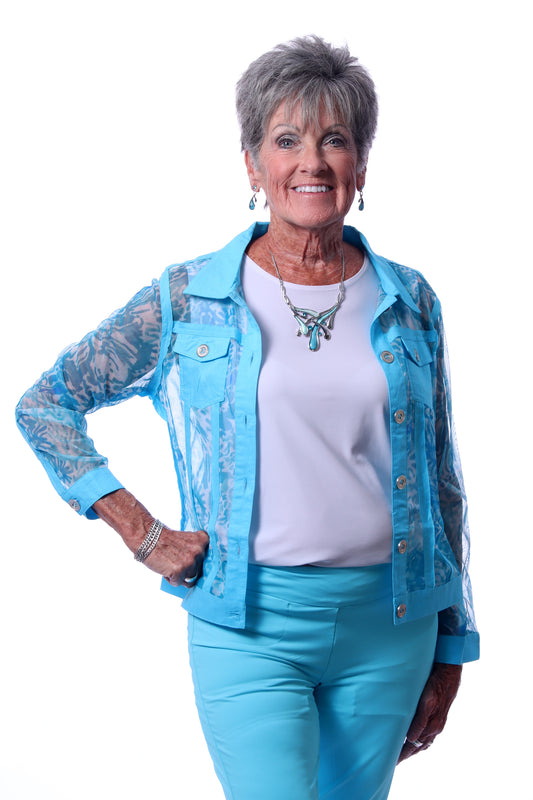 041- Tango Mango Turquoise Mesh Insert Jacket