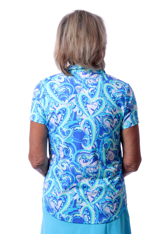 001- LuLu B Turquoise Hearts Golf Top