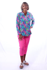 001- LuLu B Embellished Lattice Hot Pink Capri