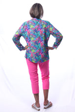 001- LuLu B Embellished Lattice Hot Pink Capri