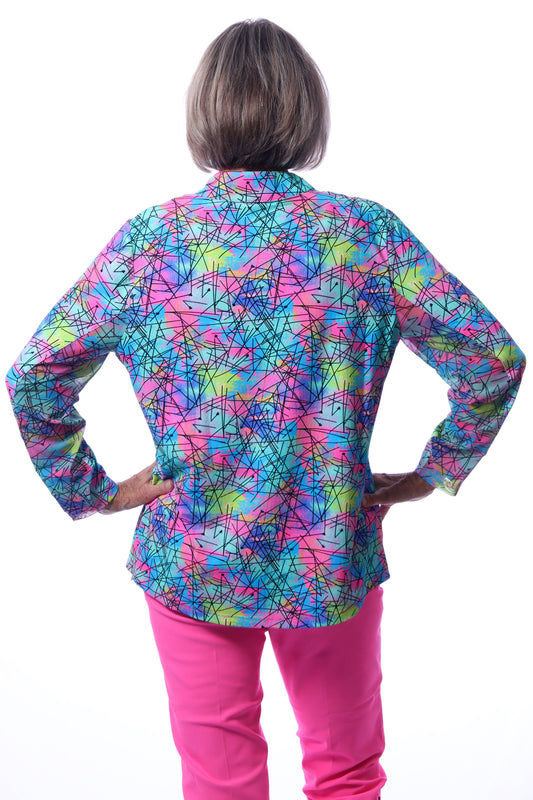 003- BeachTime Multicolor Fluorescent Zip Pull Over Top