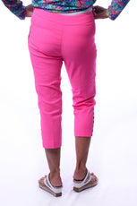 001- LuLu B Embellished Lattice Hot Pink Capri