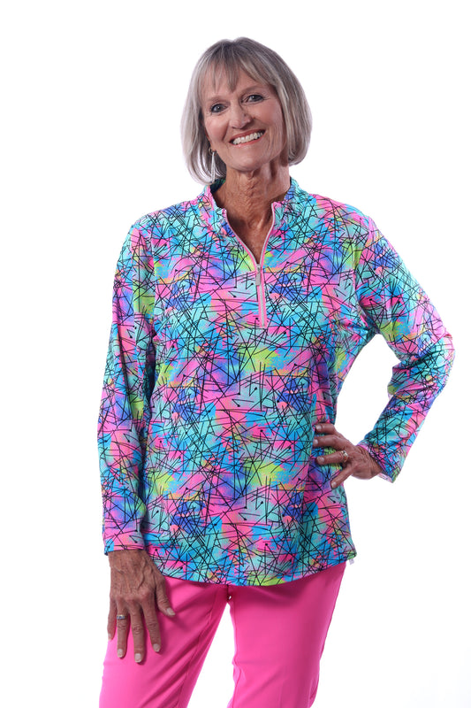 003- BeachTime Multicolor Fluorescent Zip Pull Over Top
