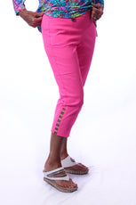 001- LuLu B Embellished Lattice Hot Pink Capri