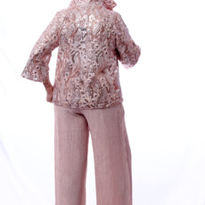 017- Damee Pink Wide Leg Crinkle Pants
