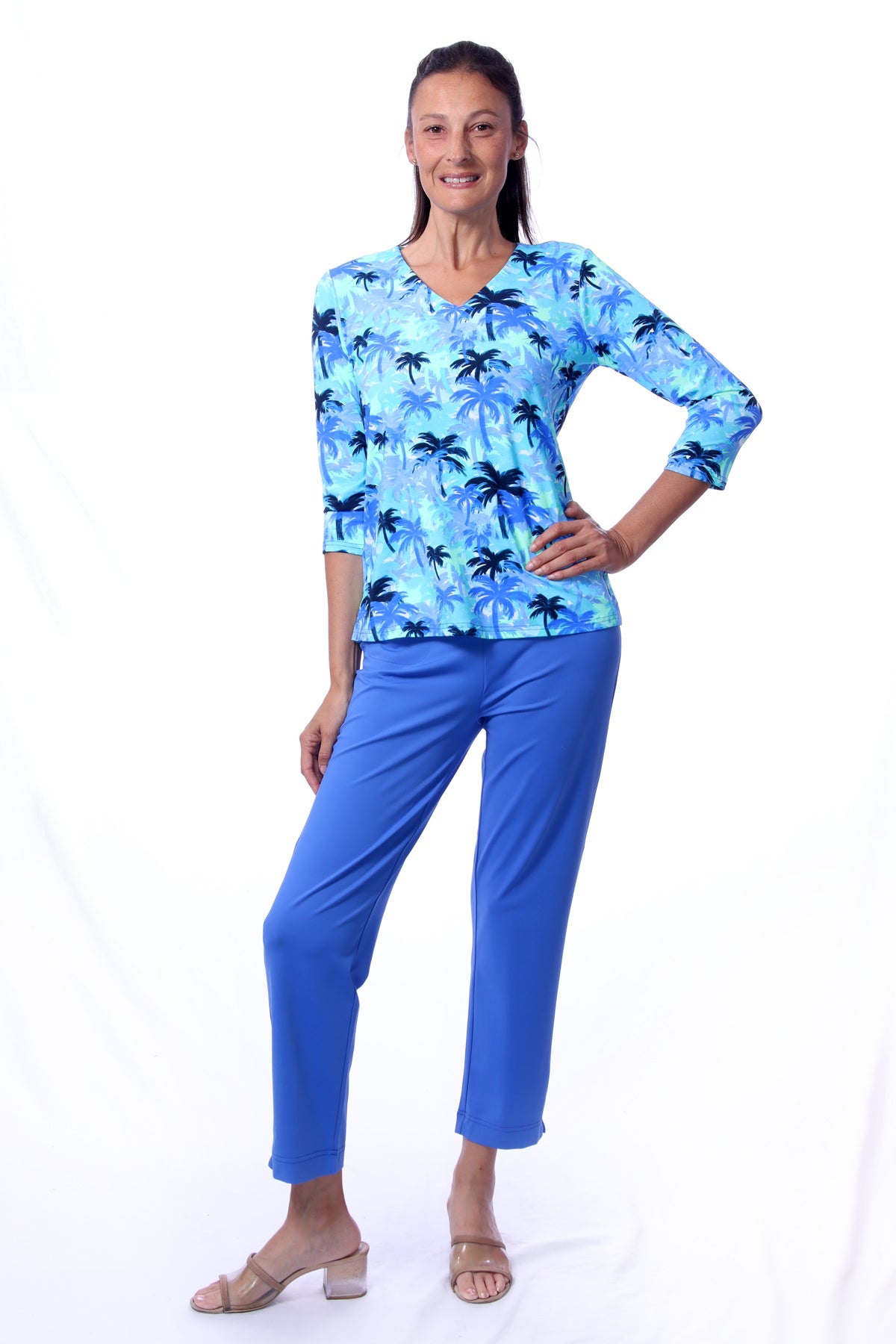 001- LuLu B Bright Periwinkle Zip Pocket Ankle Pant