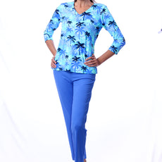 001- LuLu B Bright Periwinkle Zip Pocket Ankle Pant