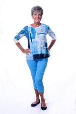 041- Tango Mango Sky Blue Jegging Stretch Capri