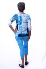 041- Tango Mango Sky Blue Jegging Stretch Capri