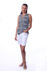 001- LuLu B Hi-Lo Black and White Sleeveless Top