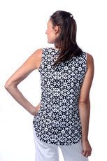 001- LuLu B Hi-Lo Black and White Sleeveless Top